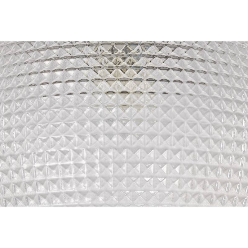 Gruste Brass Flushmount Ceiling Lamp with Pyramidical Patterned Glass Globe Shade