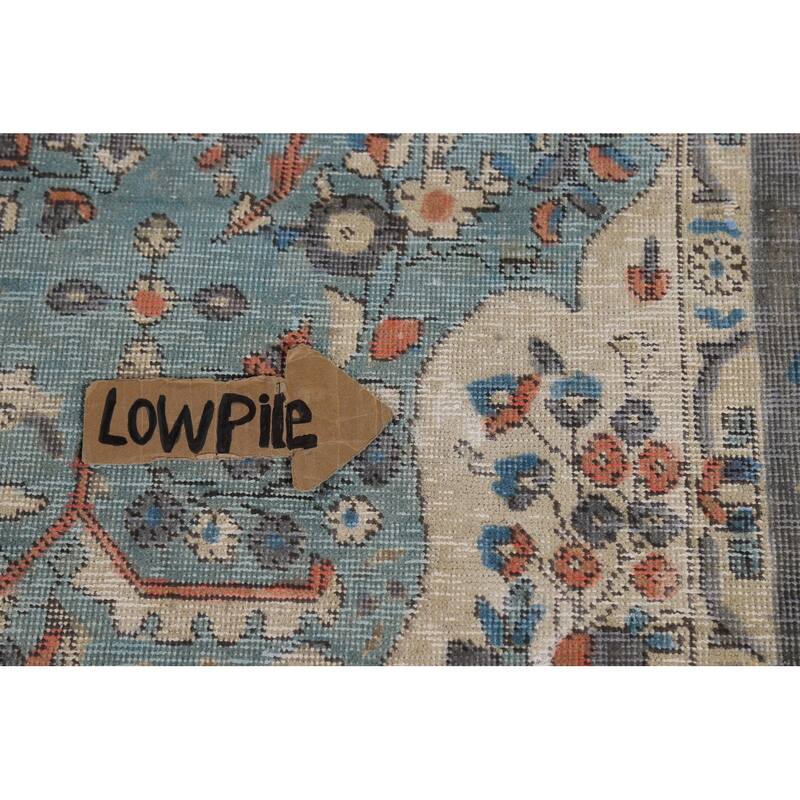 Traditional Tabriz Persian Area Rug Blue Hand-Knotted Wool Carpet - 6'5"x 9'4"