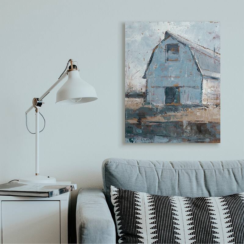 Stupell Abstract Distressed White Barn Farm Architecture Canvas Wall Art