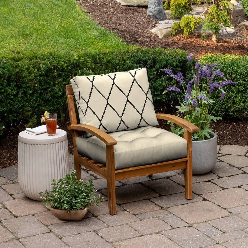 ARDEN Outdoor Plush Modern Tufted Blowfill Deep Seat Set, 24 x 24