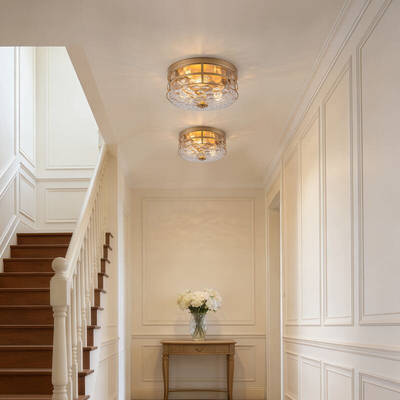 Starsky 3-Light Modern Clear Hammered Glass Flush Mount