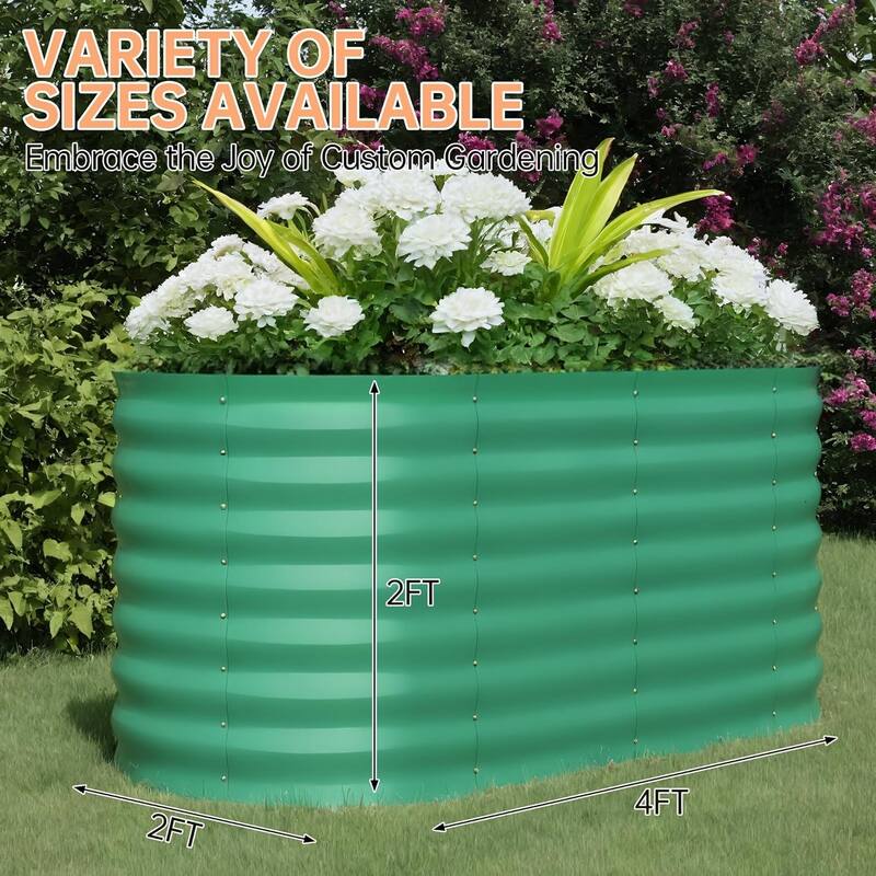 4 x 2 x 2 ft Galvanized Steel Raised Garden Bed Green