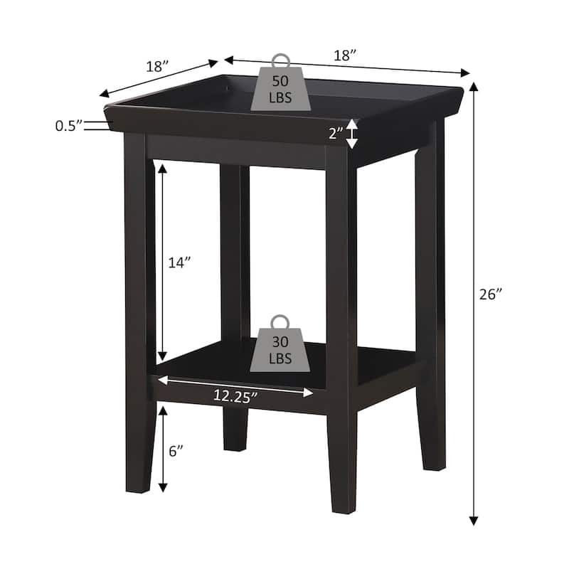 End Table with Storage Shelf, Black Accent Table, Living Room Side Table, Modern Design, Rubberwood Construction - 26