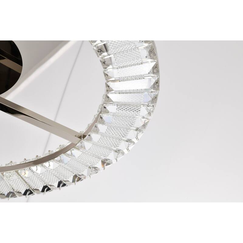Nova LED 23 Inch Round Flush Mount Polished Nickel Finish K9 Crystal - Polished Nickel