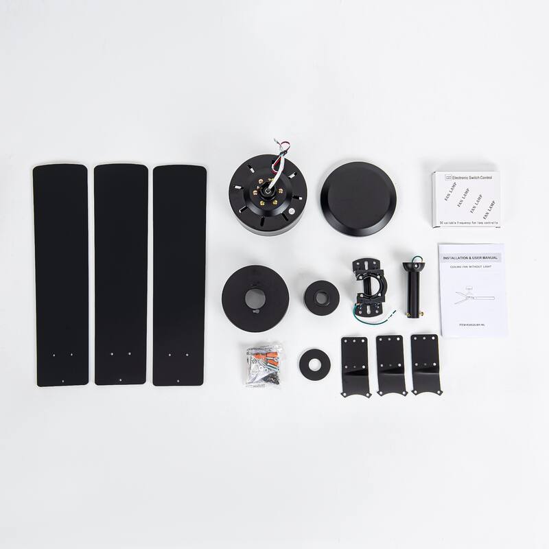 48-in Indoor Black Large Ceiling Fan without Light(3-Blade)