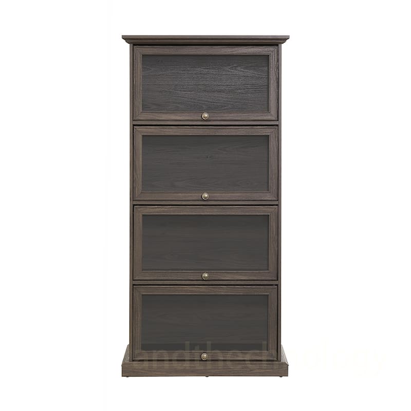 4-Tiers MDF Cabinet With Flip up Glass Doors