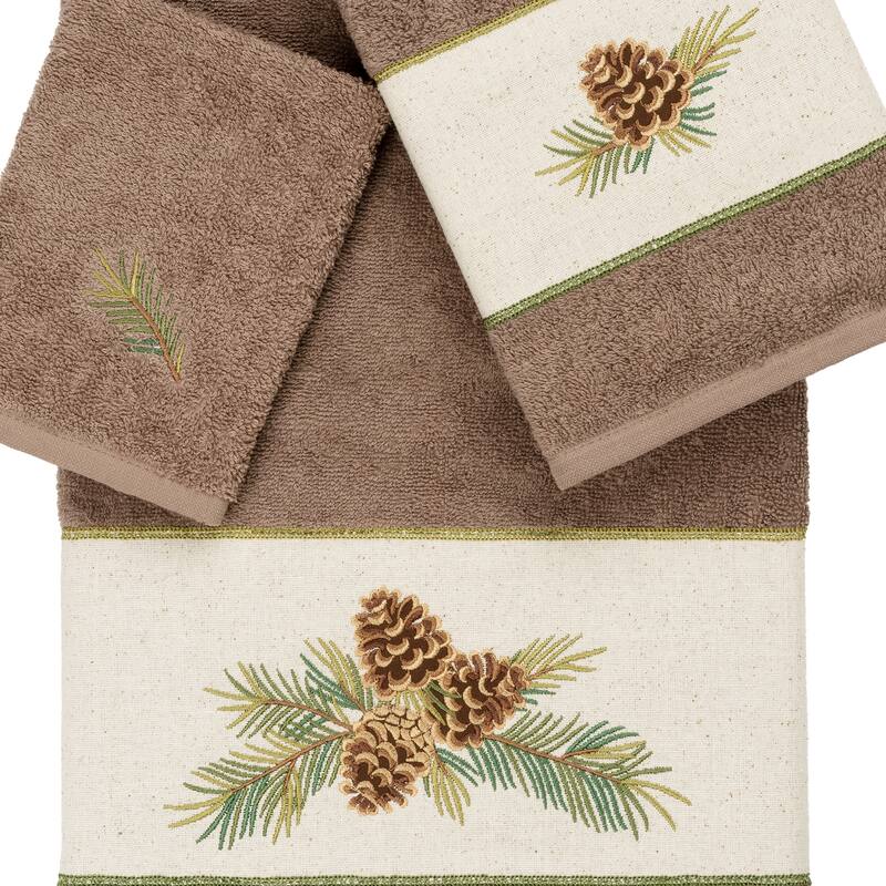 Authentic Hotel and Spa 100% Turkish Cotton Pierre 3PC Embellished Towel Set