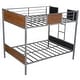 preview thumbnail 13 of 25, Full-over-Full Bunk Bed Modern Style Steel Frame Bunk Bed with Safety Rail, Built-in Ladder for Bedroom
