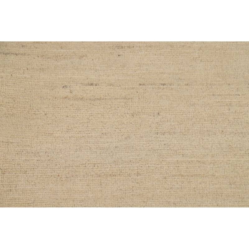 Solid Gabbeh Modern Rug Handmade Beige Wool Carpet - 3'10"x 5'9"