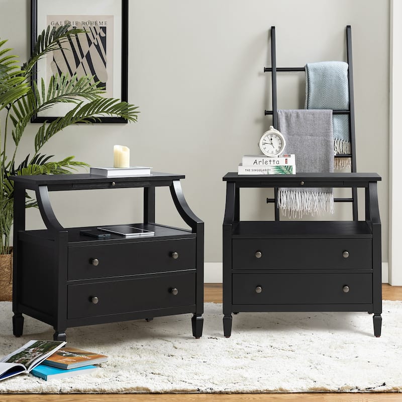 Jennifer 2 - Drawer Nightstand with Built-In Outlets and Pull-out Tray Set of 2 by HULALA HOME