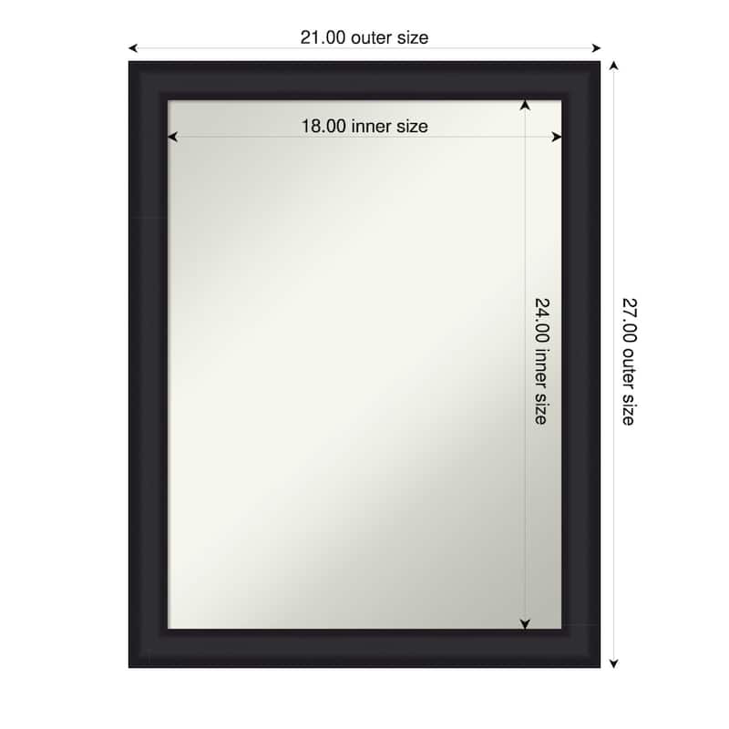 Oliver Narrow Non-Beveled Wood Framed Bathroom Vanity Wall Mirror - 21 x 27 in - Oliver Black Narrow