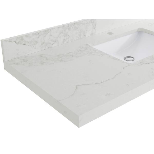 61 in. W x 22 in. D Granite Single Trough Sink Vanity Top in Midnight Black