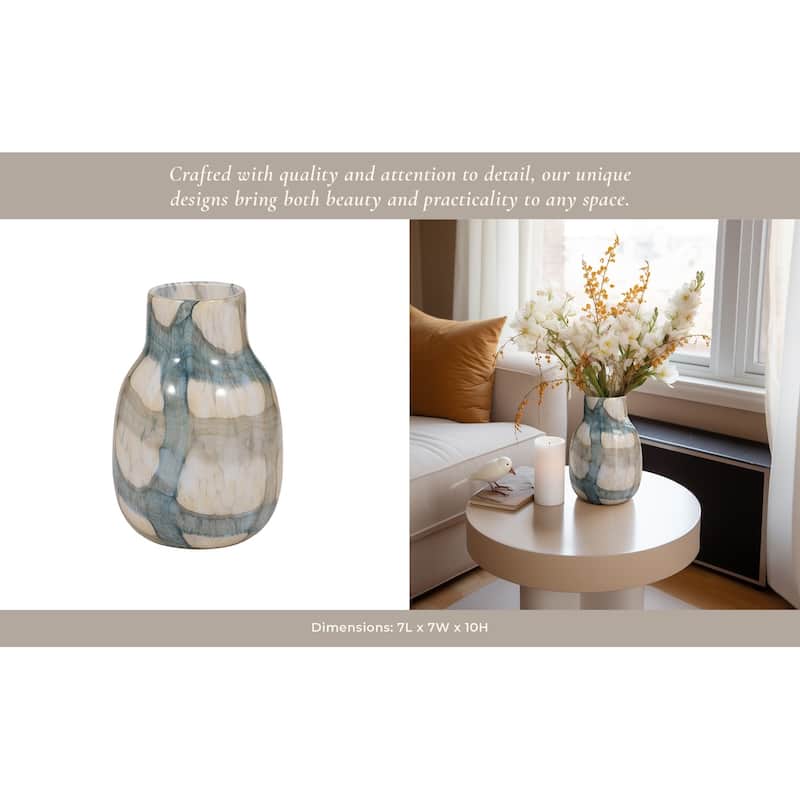 Sagebrook Home Handcrafted Modern Glass Vase - Blue & Tan