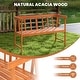 preview thumbnail 5 of 6, Outdoor Acacia Wood Bench with Backrest and Armrests - 43" x 18" x 28" (L x W x H)
