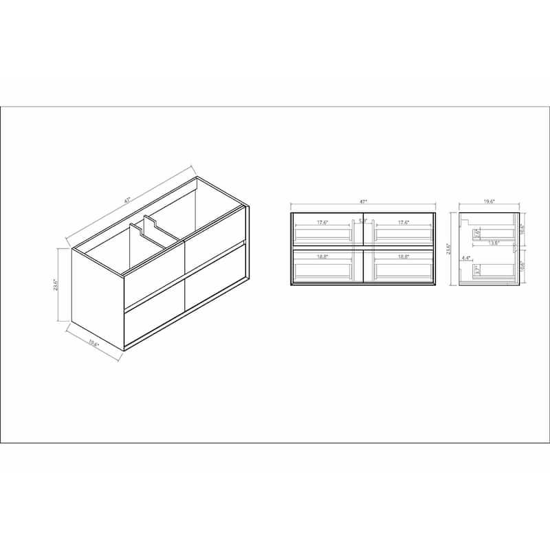 Selina 48" Wall Mounted Vanity with Single Sink - 48