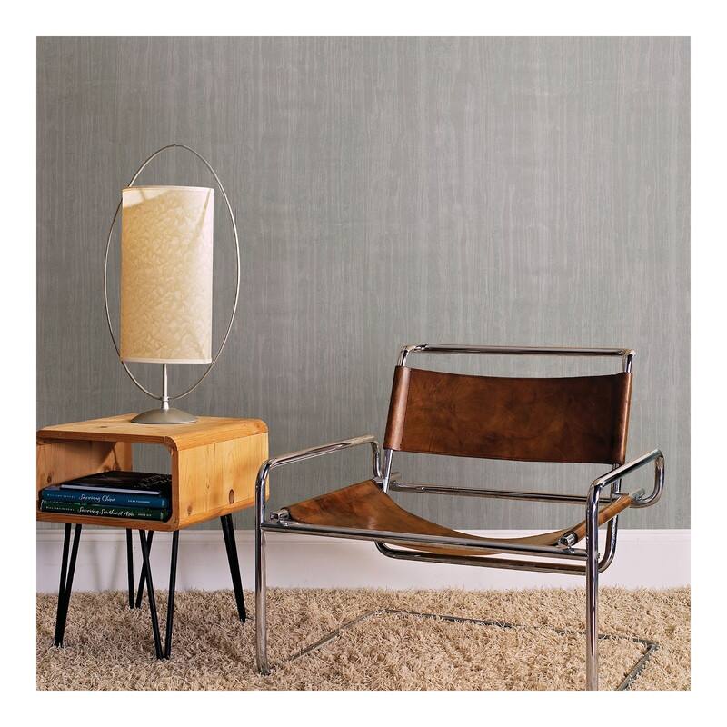 Brewster Nova Silver Faux Wood Wallpaper - 21 x 396 x 0.025