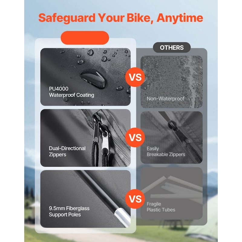 Waterproof Outdoor Bike Storage Tent for 1-2 Bikes with Ventilation - 76.77 x 31.89 x 68.11 in
