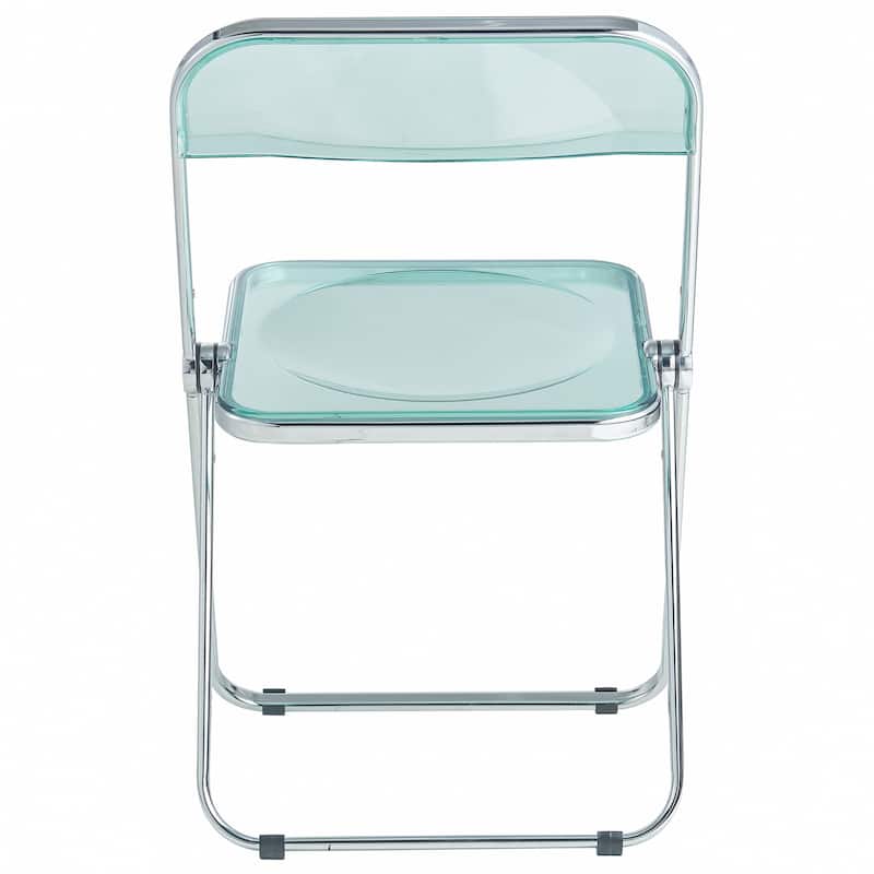 LeisureMod Lawrence Acrylic Folding Dining Chairs and Dining Table Set