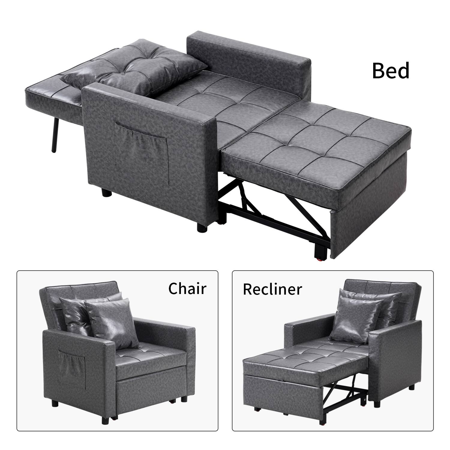 Zenova 31 Adjustable Folding Sofa, Sleeper Sofa Bed Chair On Sale