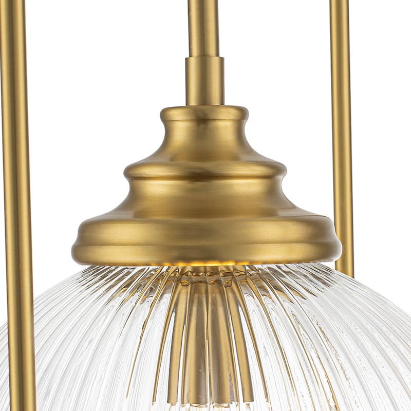 Mid-century 1-Light Geometric Ribbed Glass Kitchen Island Pendant - 10.6 in