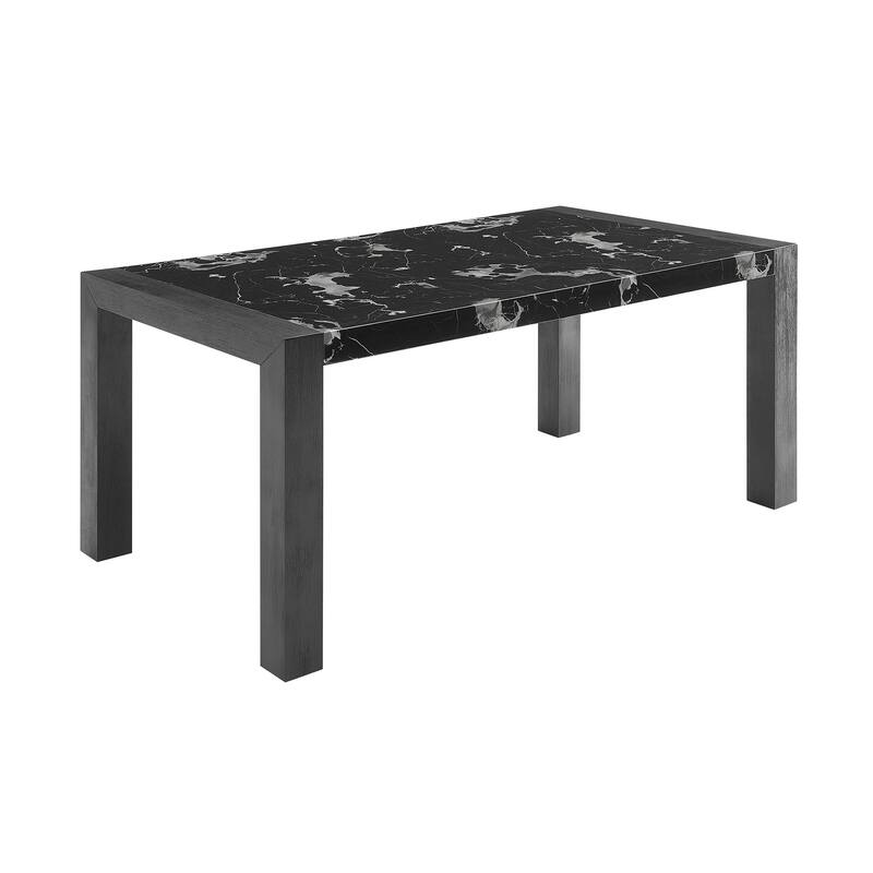 HomeRoots 68" Black Faux Marble and Wood Dining Table - 68.00 in. x 30.00 in. x 38.00 in.