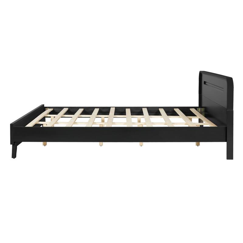 Pine Solid Wood King Size Bed, Solid And Stable, No Box Spring Needed