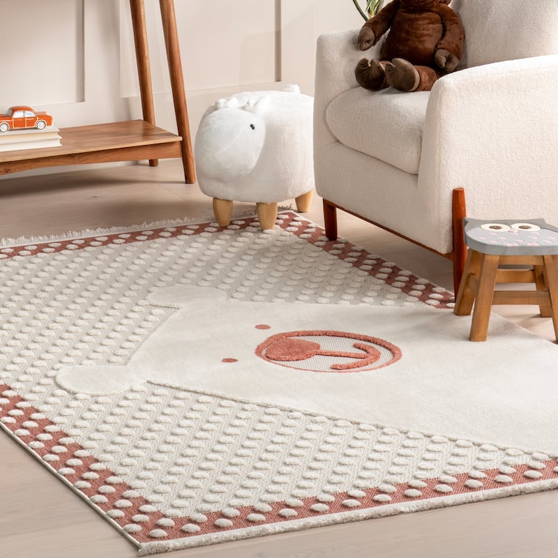 Nuloom Cecelia Polar Bear Kids Fringe Area Rug