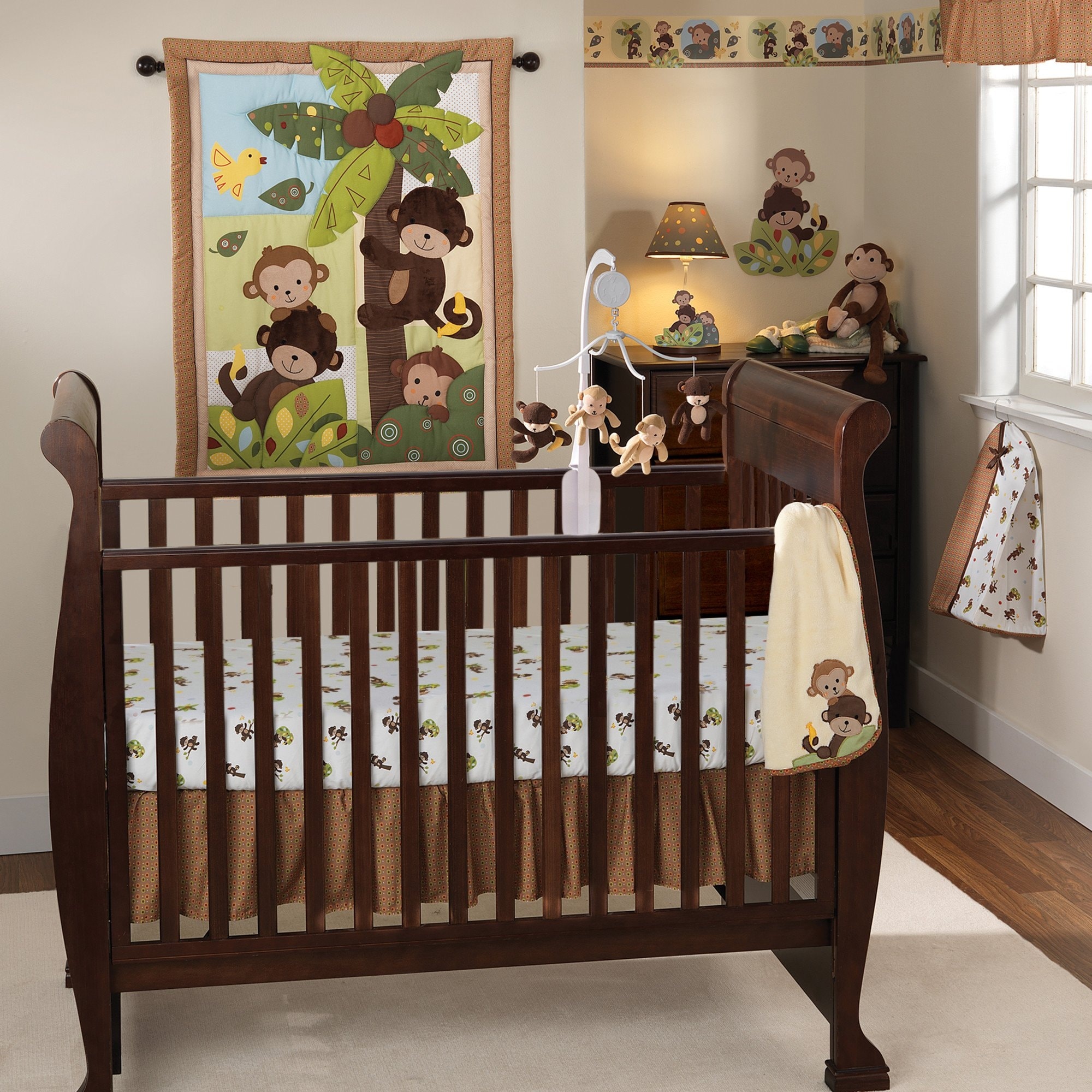 brown crib nursery