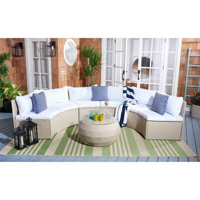 Safavieh Outdoor Jesvita Wicker Living Patio Sectional Sofa Set
