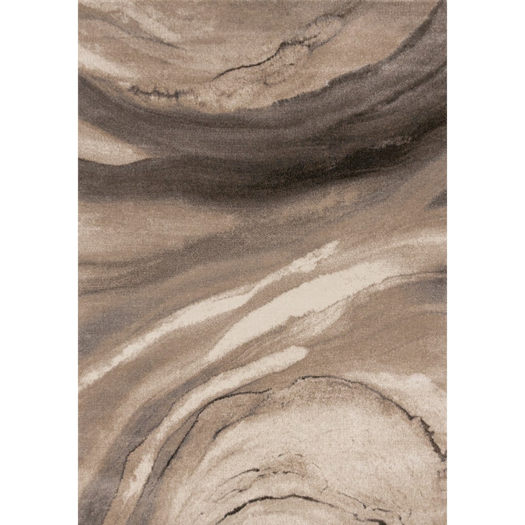 Taupe Black White Organic Layers High-Traffic Rug