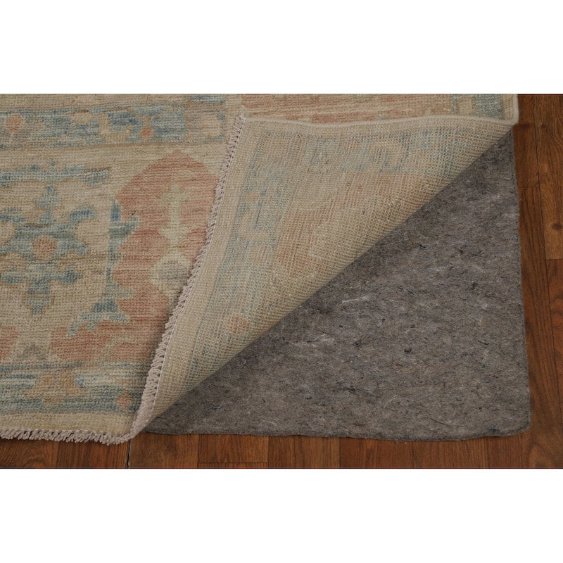 Vegetable Dye Floral Oushak Turkish Large Rug Hand-Knotted Wool Carpet - 9'10"x 14'0"