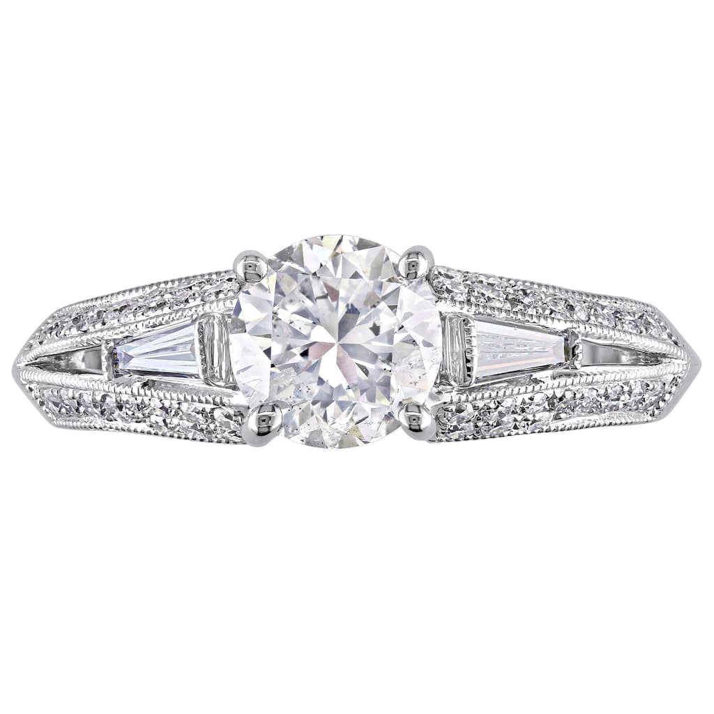 Miadora Signature Collection 14k White Gold 1 1/2ct TDW Taper Baguette Diamond Ring