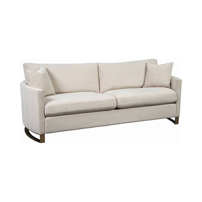 Upholstered Sofa with Arched Arms in Beige Finish - Beige