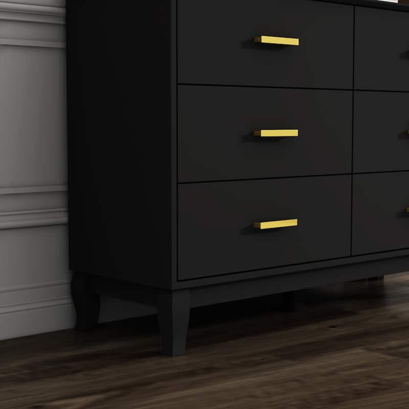 6 Drawer Dresser Modern Wood Storage Chest of Drawers for Living Room