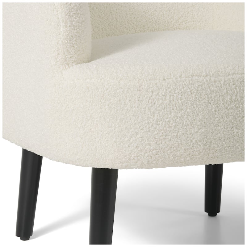 Bayville Sherpa Polyester Upholstered Barrel Chair - Faux Shearling