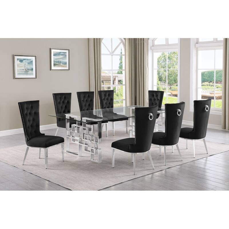 Best Quality Furniture D223/4-SC330-7 Dining Set with 95" 15mm Glass