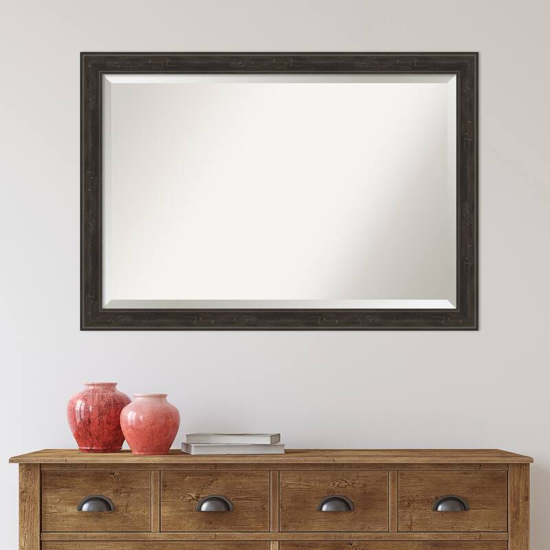 Beveled Wall Mirror - Shipwreck Black Narrow Frame