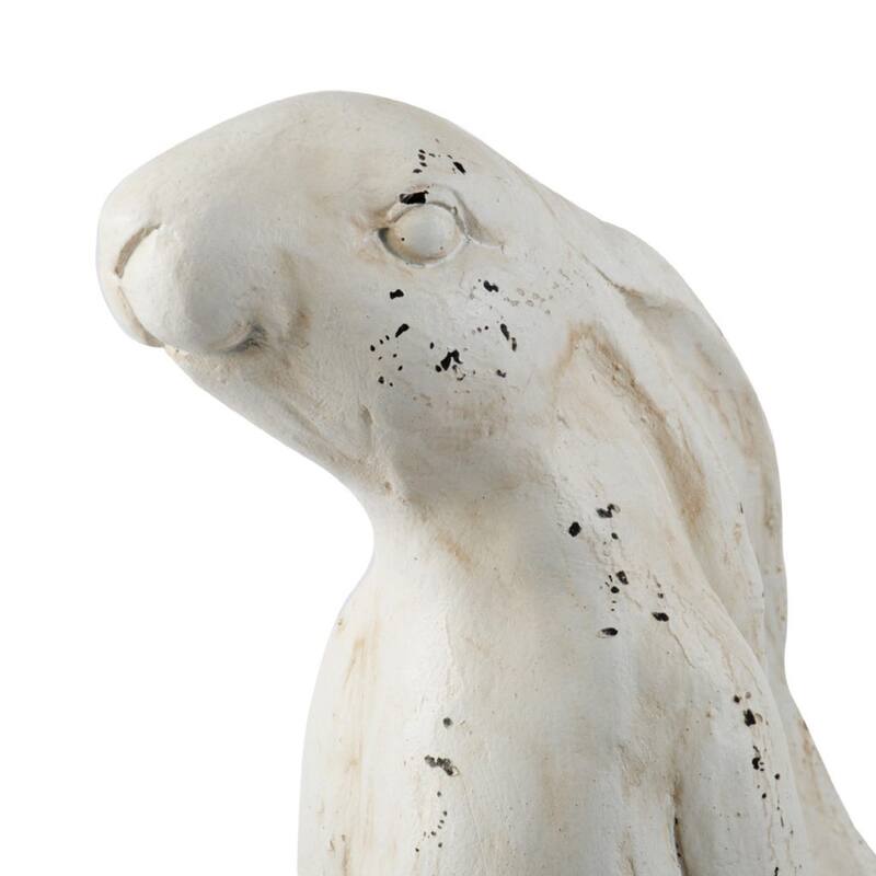 28.25" Cream White Distressed Vintage Style Large Rabbit Figurine