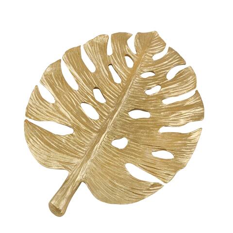 Resin 15.5" Philodendron Leafwall Decor, Gold 15.5"H - 12.0" x 1.0" x 15.5"