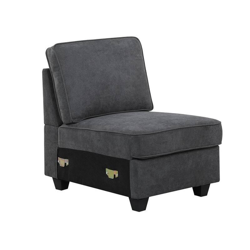 Leo Dark Gray Woven 8Pc Modular L-Shape Sectional Sofa and Ottoman