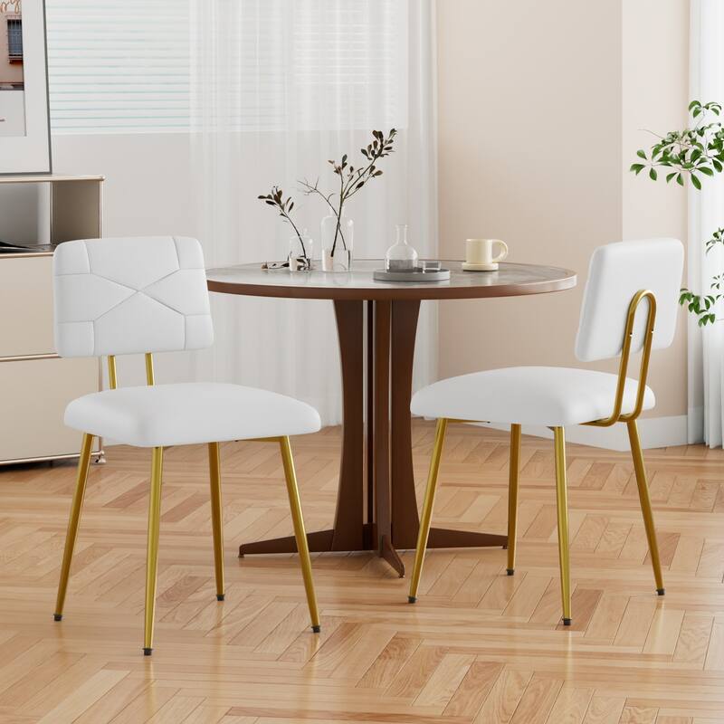 VECELO PU Leather Dining Chairs 2/4-Pack X-Back Side Chairs with Gold/Black Legs for Living room Bedroom Study Kitchen