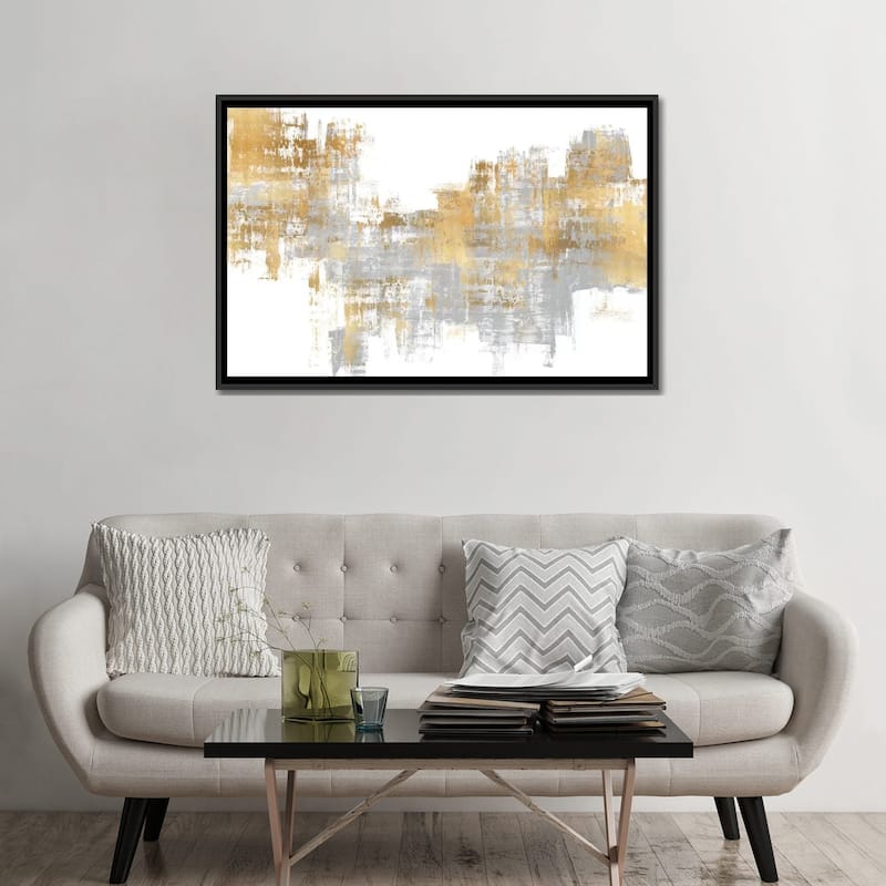 iCanvas "Dynamic Gold on Grey I" by Alex Wise Framed Canvas Print