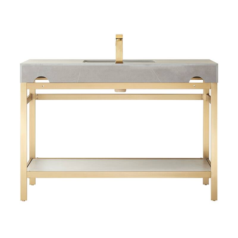 Funes 48" Single Vanity, Metal Support with Stone Top without Mirror - 48''x22''