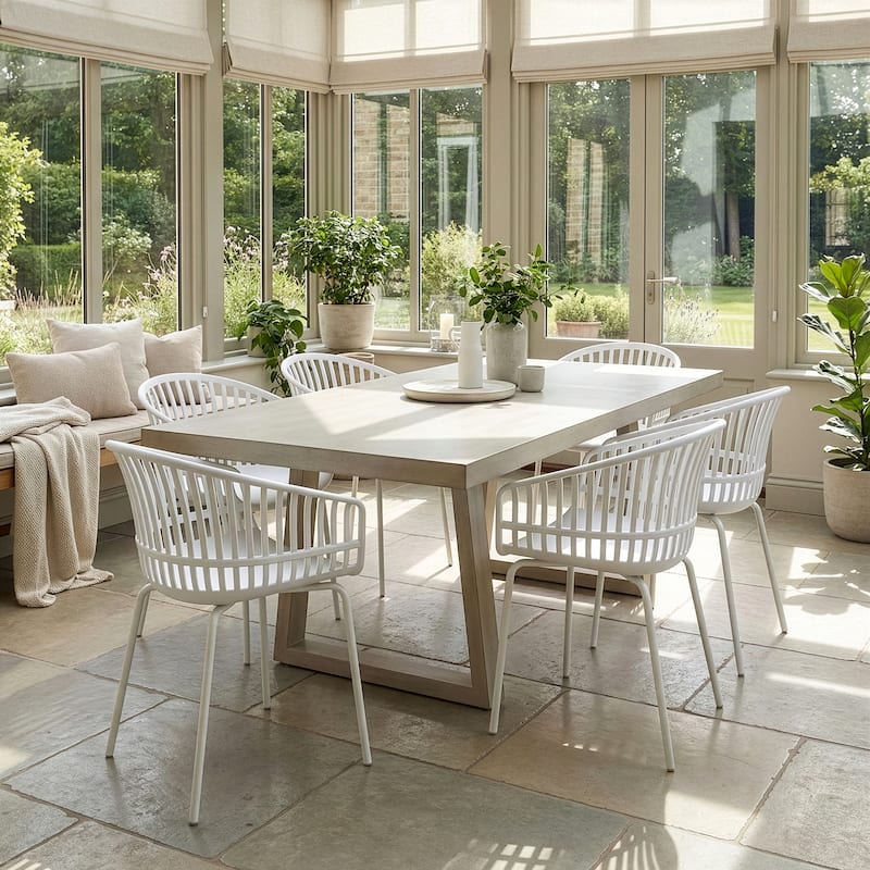 Set of 2 Barras White Plastic Dining Chair with White Iron Legs