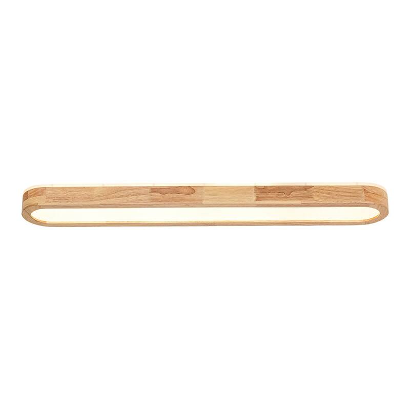 Rustic Wooden Long Oval Dimmable LED Flush Mount Ceiling Light 37.4in