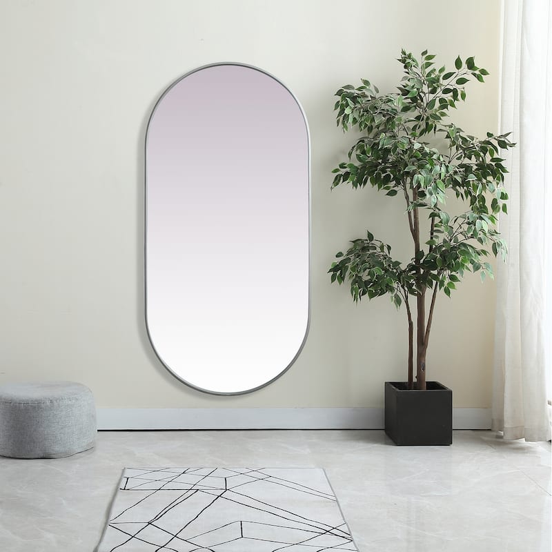 Indigo Home Metal Frame Oval Mirror 30x60 Inch