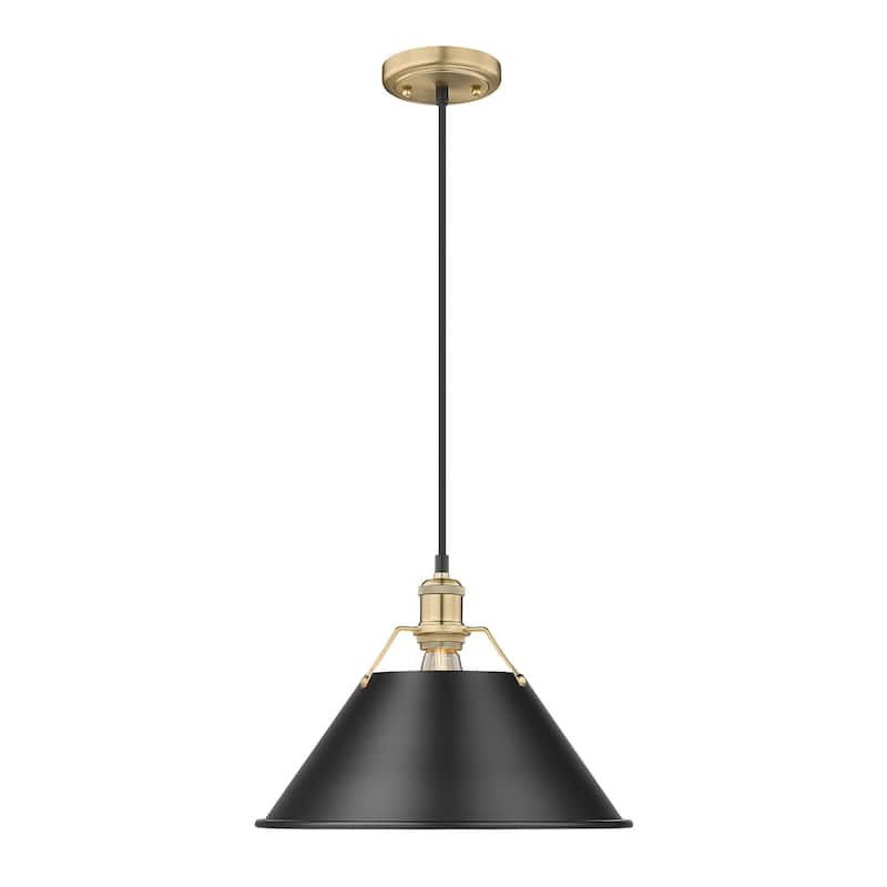 Orwell 14" Wide Large Pendant in Brushed Champagne Bronze with Matte Black - Gold
