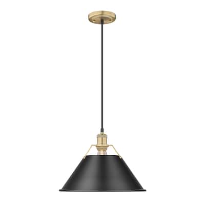 Orwell 14" Wide Large Pendant in Brushed Champagne Bronze with Matte Black - Gold