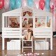 preview thumbnail 11 of 17, Modern Twin Size Wood Low Loft Bed House Bed With Two Drawers,Sturdy Construction White