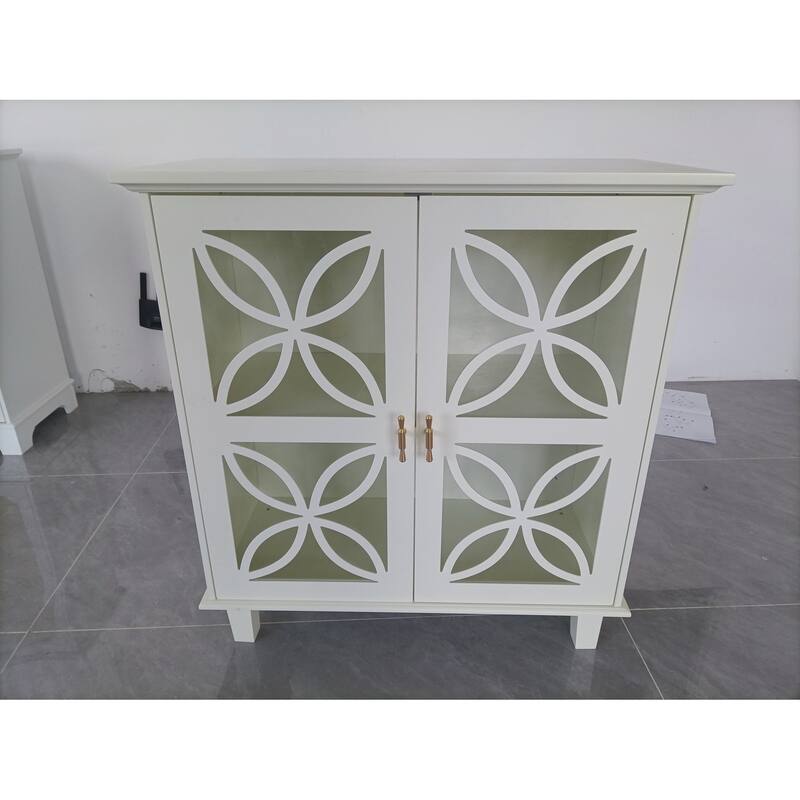 Sideboard Buffet Storage Cabinet With Tempered Glass Doors